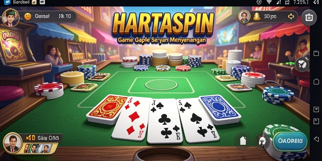 Screenshot gameplay HARTASPIN menampilkan suasana permainan Gaple yang seru.