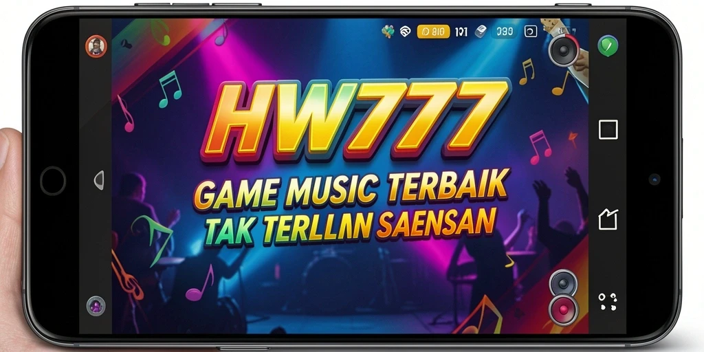 Tampilan screenshot HW777 menunjukkan pemain menikmati gameplay musik yang seru.