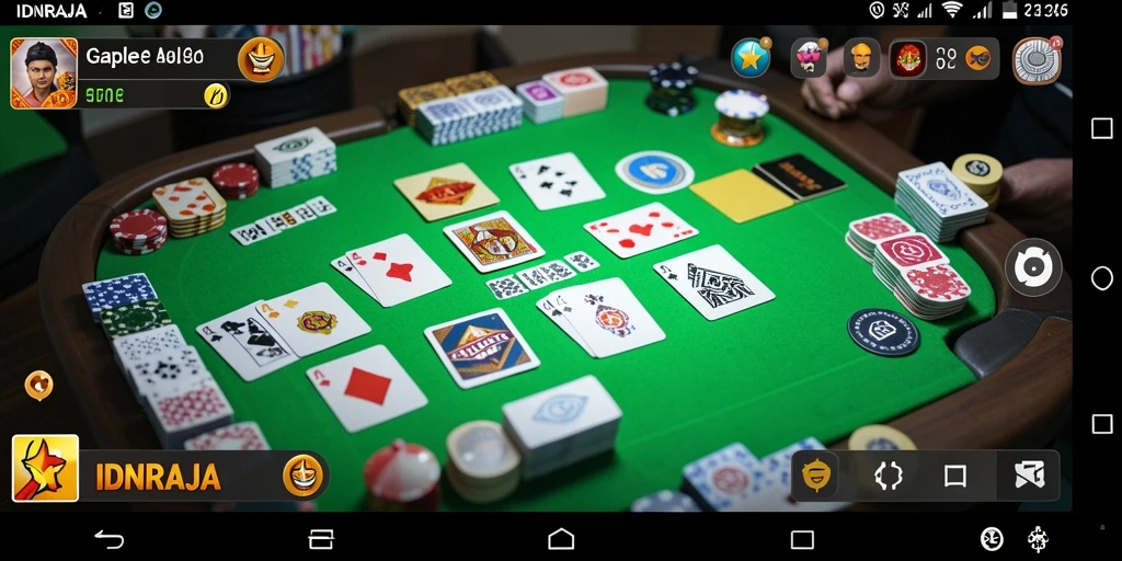 Tampilan gameplay seru permainan Gaple IDNRAJA yang menarik.