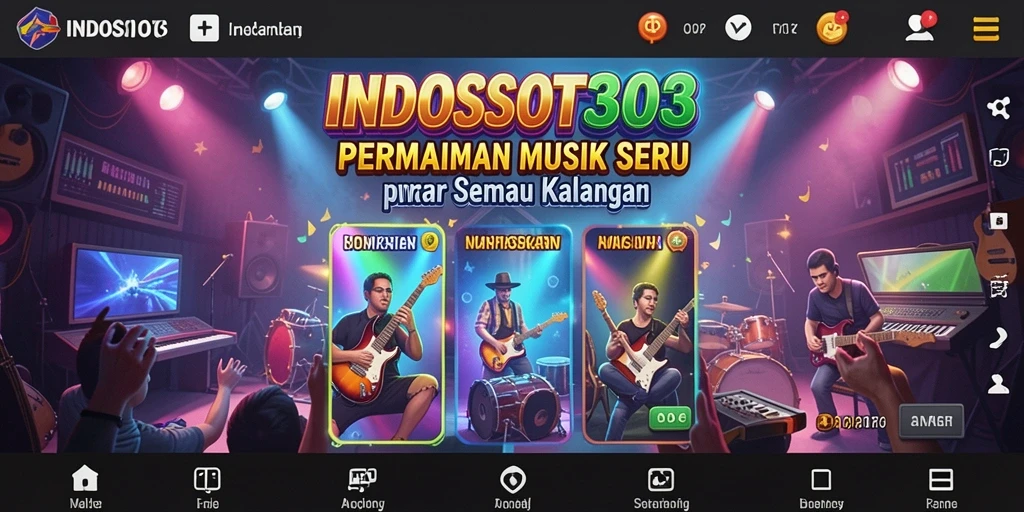 Tampilan gameplay INDOSLOT303 yang penuh warna dan musik yang menggugah semangat.