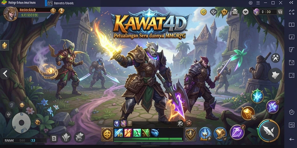 Screenshot gameplay KAWAT4D menampilkan pertempuran seru di dunia MMORPG.