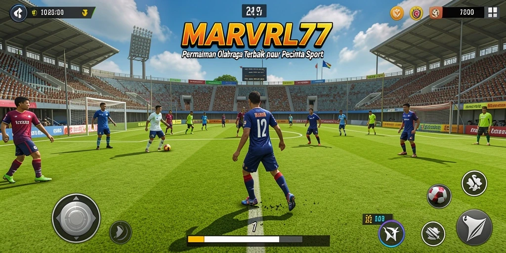 Screenshot gameplay MARVRL77 menampilkan aksi olahraga yang penuh semangat.