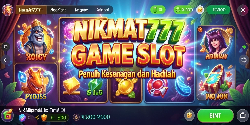 Tampilan menarik gameplay slot NIKMAT777 dengan berbagai tema.