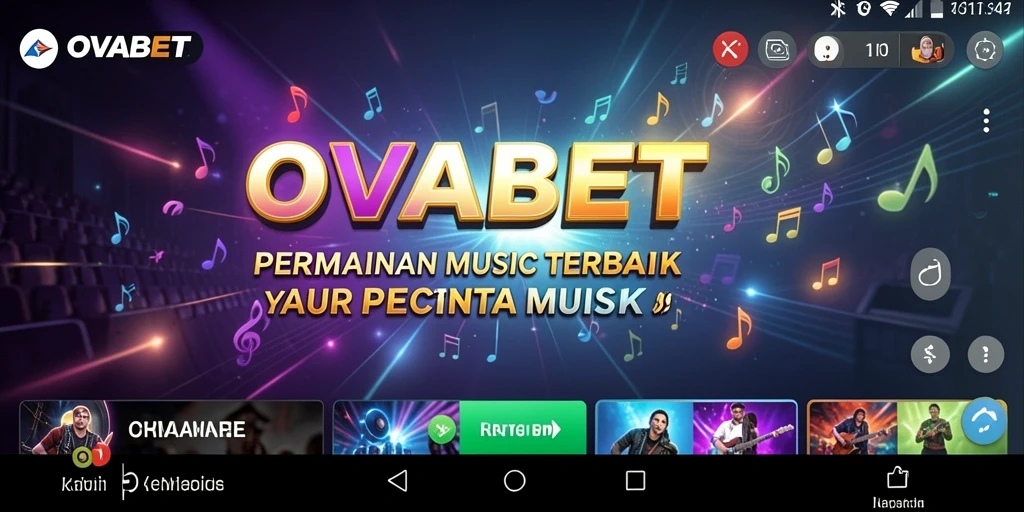 Screenshot utama OVABET menampilkan gameplay seru dengan alat musik virtual.