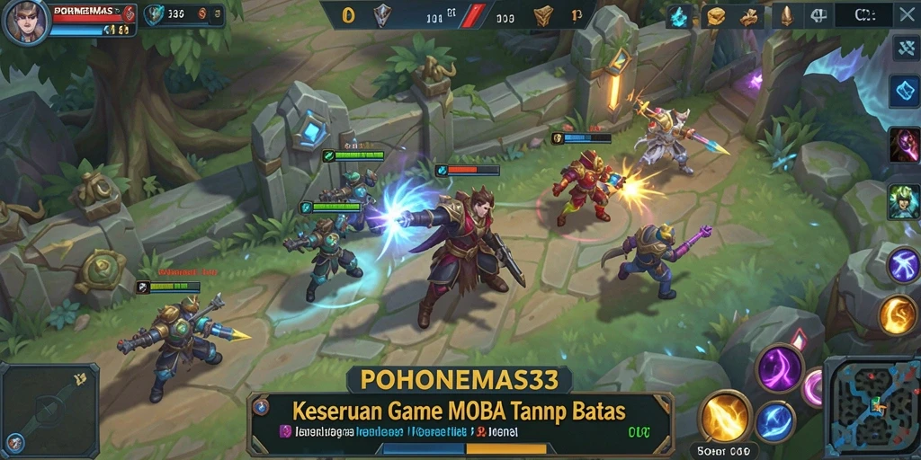 Tampilan gameplay seru dalam POHONEMAS33 dengan aksi MOBA.