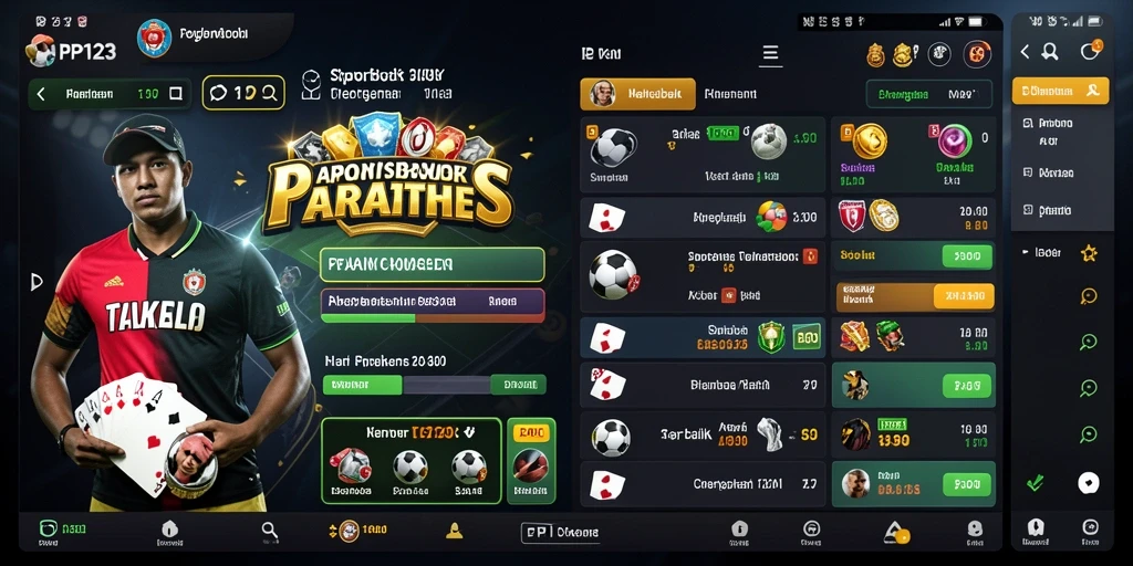Tampilan gameplay utama PP123 menunjukkan taruhan olahraga yang variatif.