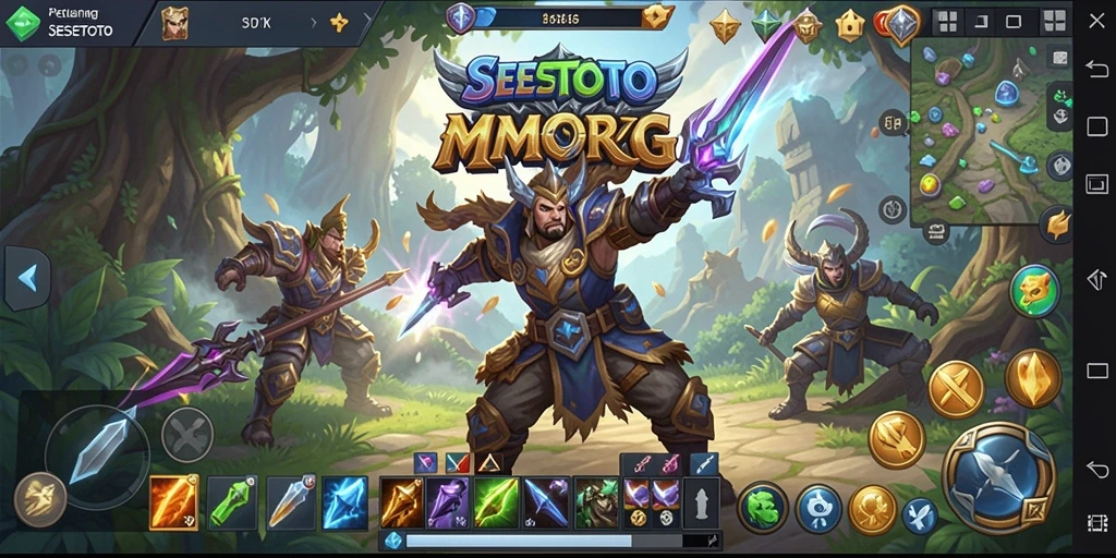 Screenshot SESETOTO menampilkan pemain dalam pertarungan epik di dunia fantasi.