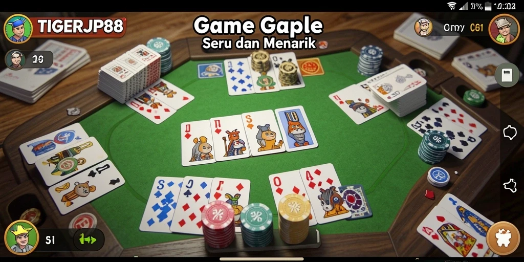 Tampilan gameplay TIGERJP88 yang seru saat bermain Gaple.