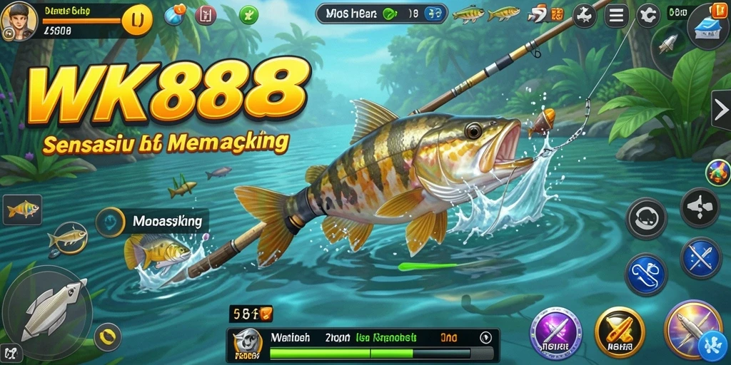 Layar utama WK888 menampilkan gameplay memancing yang mendebarkan dan menarik.