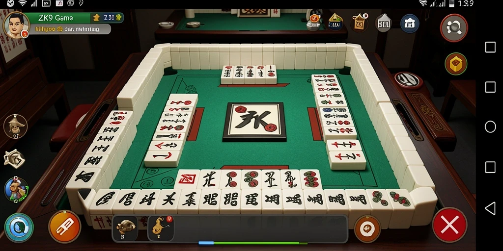Tampilan gameplay ZK9 dengan suasana Mahjong yang menegangkan.